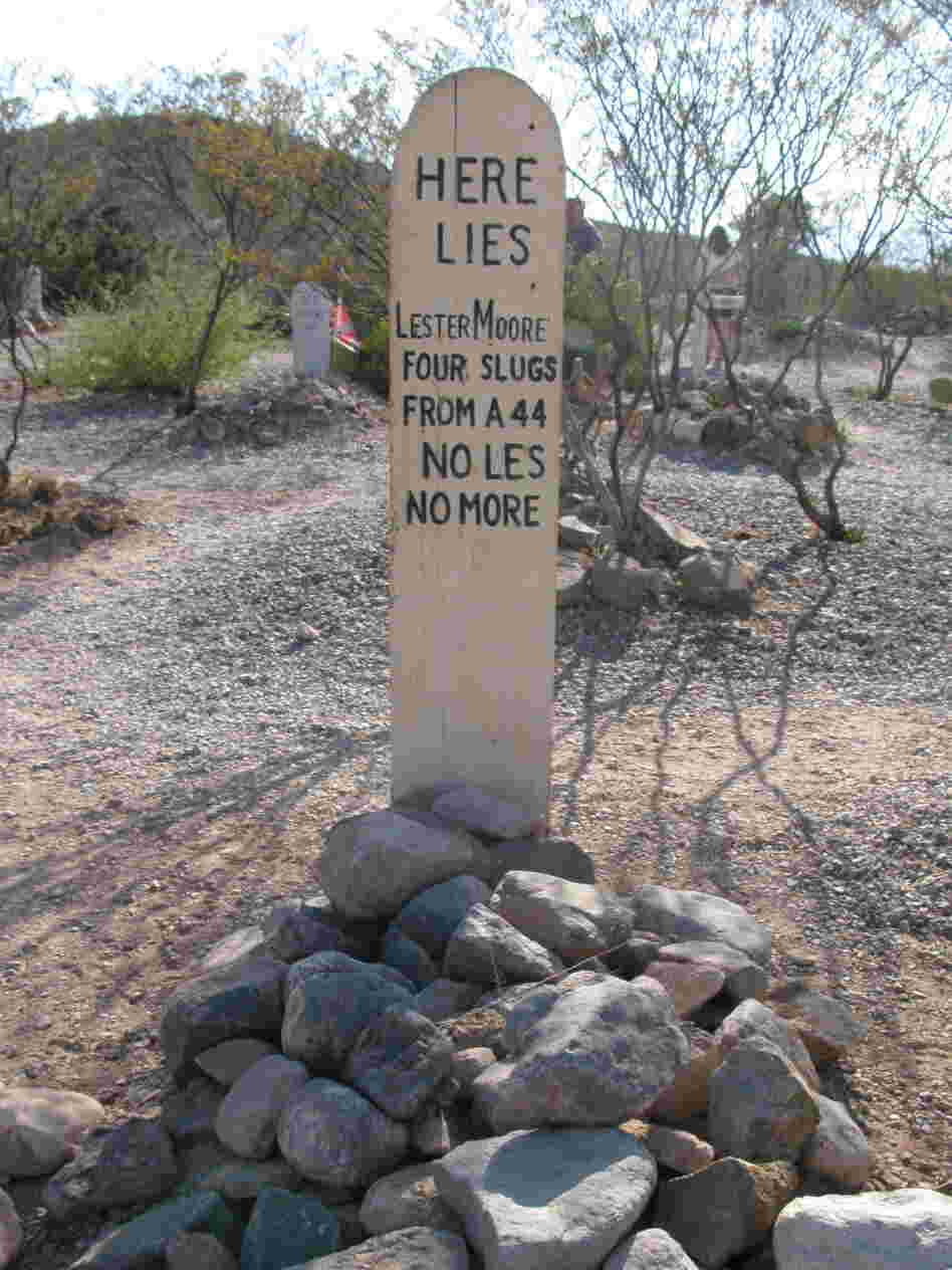 Johnny Cash immortalized the graveyard's most famous tombstone in the song "The Ballad of Boot Hill."