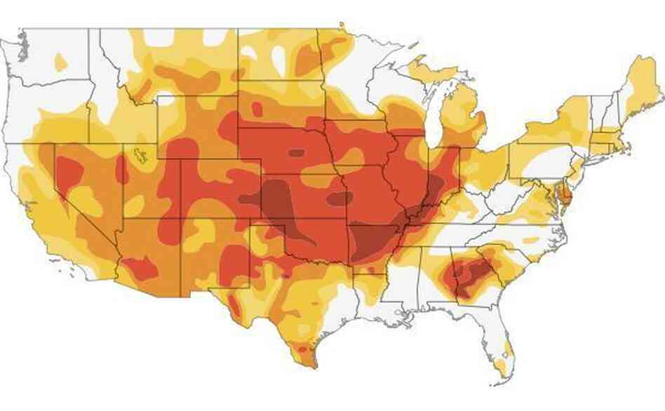 Click here to go to an interactive map showing how the drought has grown this year. Click here to go to an interactive map showing how the drought has grown this year.