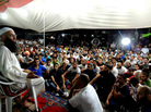 Sheik Ahmad Assir speaks to supporters at a tent encampment set up in protest against Hezbollah in Sidon, Lebanon. He accuses the Islamist militant group of using resistance against Israel as a smokescreen for another aim: advancing Iranian regional hegemony. Sheik Ahmad Assir speaks to supporters at a tent encampment set up in protest against Hezbollah in Sidon, Lebanon. He accuses the Islamist militant group of using resistance against Israel as a smokescreen for another aim: advancing Iranian regional hegemony.