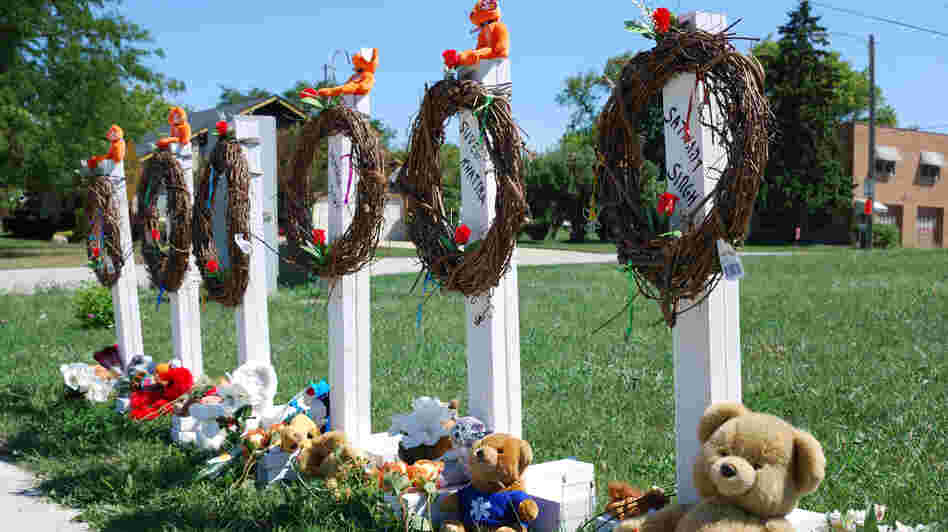A makeshift memorial outside the Sikh Temple of Wisconsin in honor of the six people who were killed there. A makeshift memorial outside the Sikh Temple of Wisconsin in honor of the six people who were killed there.
