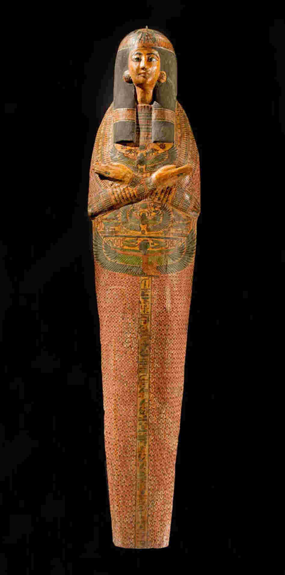 This delicately painted Egyptian mummy case was created around 3,000 years ago for a singer in the temple of the sun god Amun-Re. This delicately painted Egyptian mummy case was created around 3,000 years ago for a singer in the temple of the sun god Amun-Re.