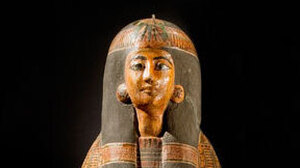 This delicately painted Egyptian mummy case was created around 3,000 years ago for a singer in the temple of the sun god Amun-Re.