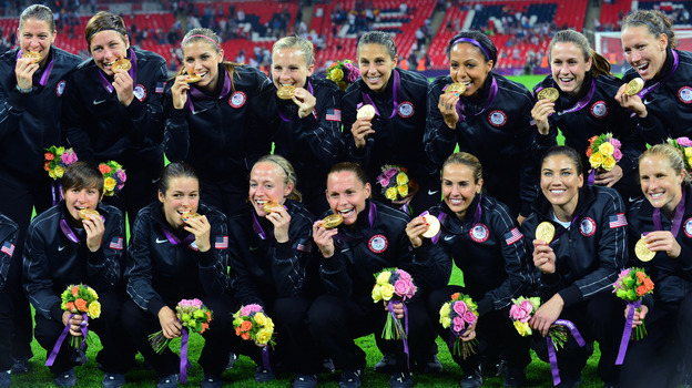 The U.S. women's soccer team won gold Thursday, in a victory that also kept the American women far ahead of the men in the number of medals won at the London Games: 100 to 59.