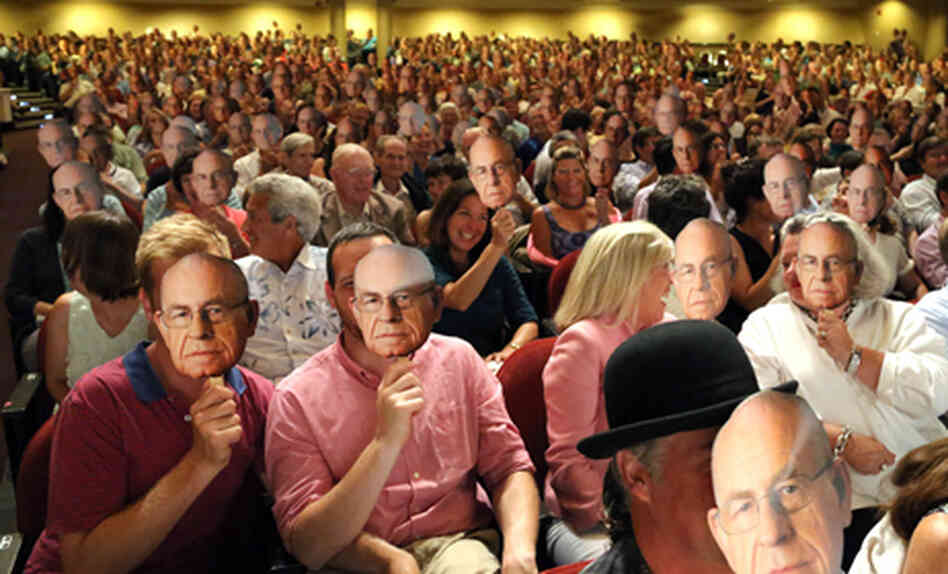 The audience at last night's taping of Wait Wait... Don't Tell Me! in Portland, Maine, holding up faces of Carl Kasell. The audience at last night's taping of Wait Wait... Don't Tell Me! in Portland, Maine, holding up faces of Carl Kasell.