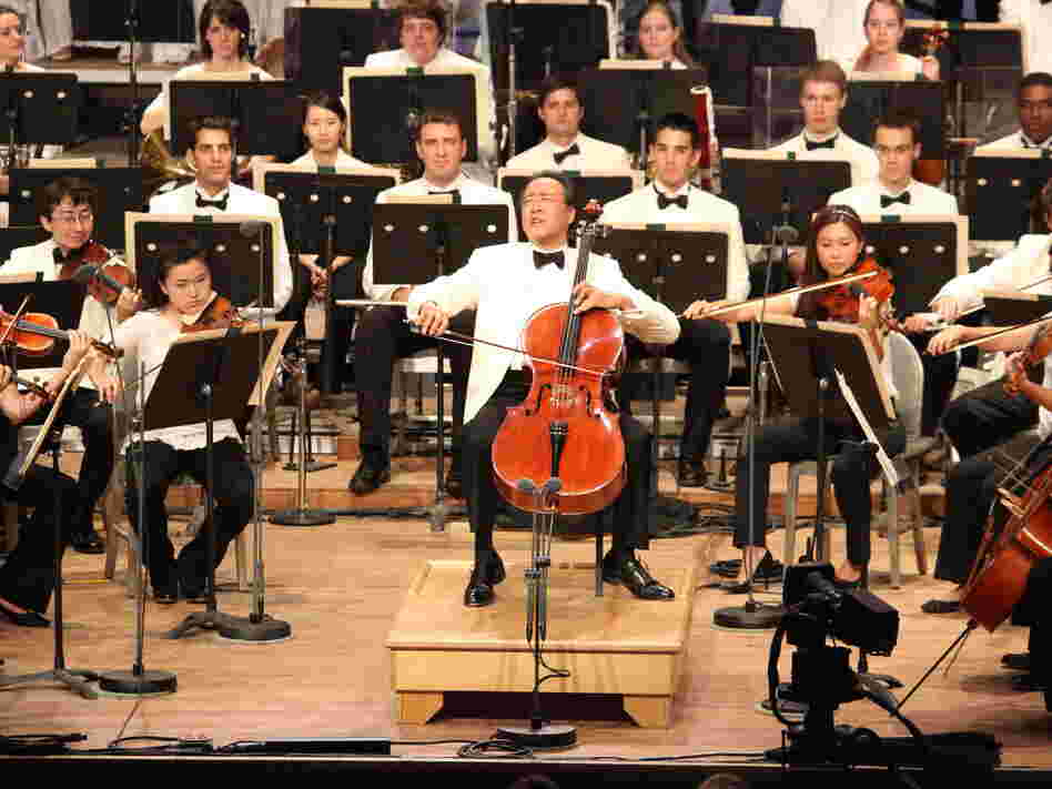 Yo-Yo Ma offered a gracious and warm performance of Tchaikovsky's Andante Cantabile for cello and strings with the Tanglewood fellows.