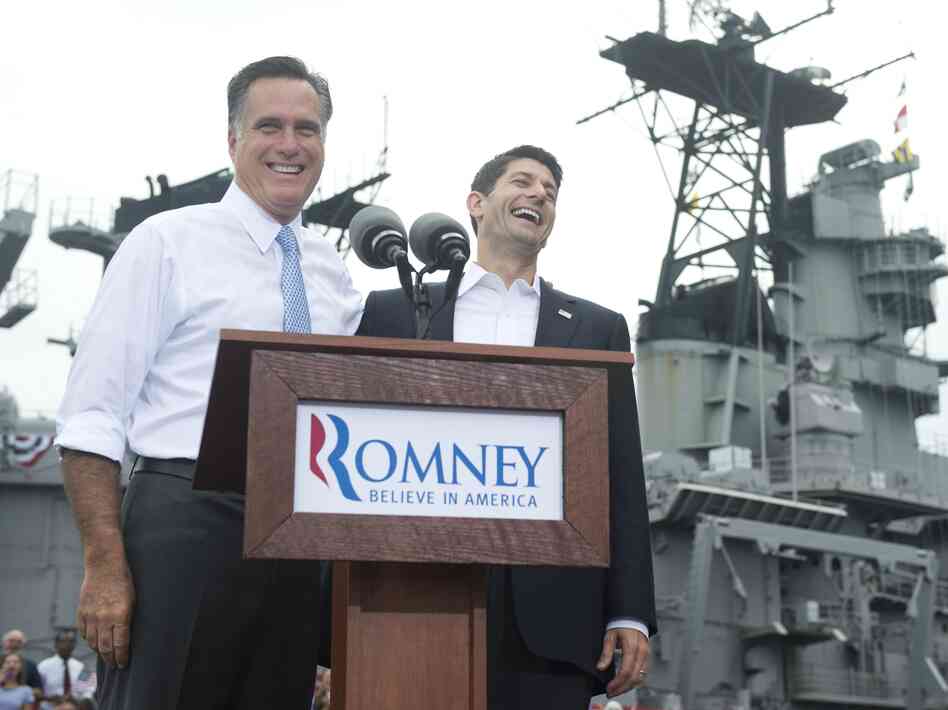 Republican presidential candidate Mitt Romney announces Wisconsin Rep. Paul Ryan as his running mate during a campaign rally in Norfolk, Va., on Saturday.