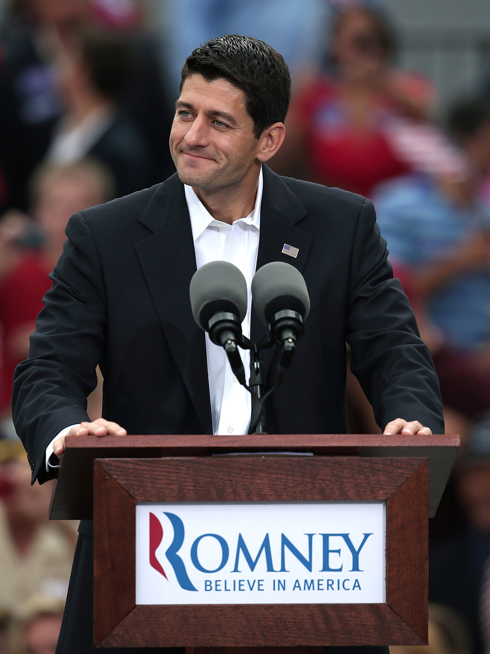 Rep. Paul Ryan of Wisconsin speaks after being announced by Republican presidential candidate Mitt Romney as his running mate in front of the USS Wisconsin in Norfolk, Va., on Saturday.