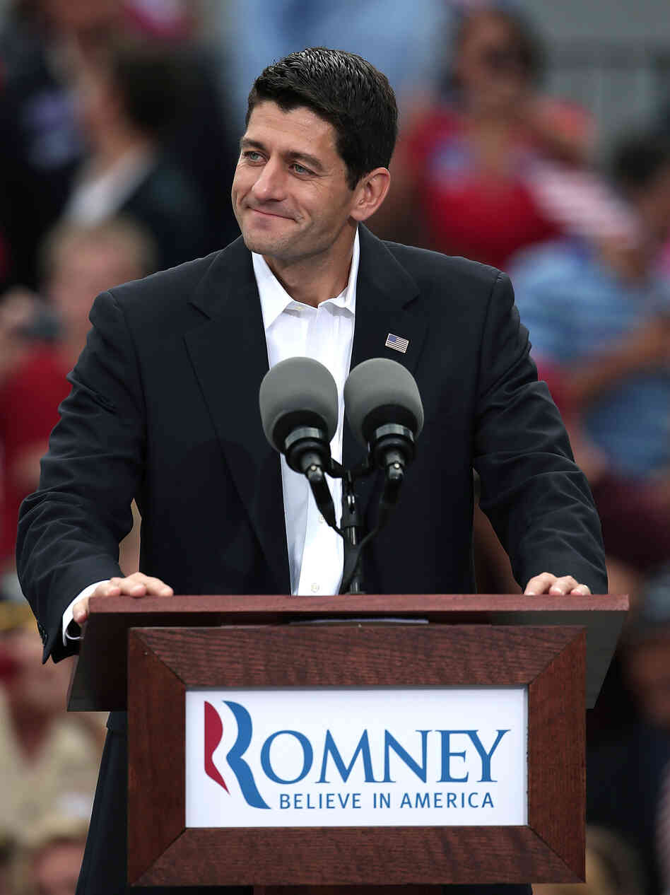 Rep. Paul Ryan of Wisconsin speaks after being announced by Republican presidential candidate Mitt Romney as his running mate in front of the USS Wisconsin in Norfolk, Va., on Saturday.