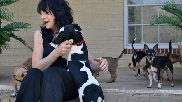 Carol Hirschi and her dogs.