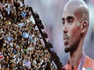 British runner Mo Farah is cheered as he appears on a giant screen at Olympic Stadium, accepting his gold medal for the 10,000 meters. Farah has become a celebrity in Britain since his win. British runner Mo Farah is cheered as he appears on a giant screen at Olympic Stadium, accepting his gold medal for the 10,000 meters. Farah has become a celebrity in Britain since his win.