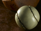 A "featherie" golf ball from the 1800s. A "featherie" golf ball from the 1800s.