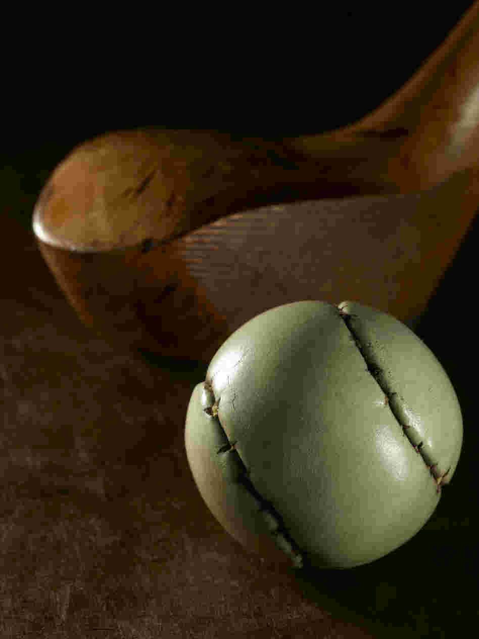A "featherie" golf ball from the 1800s.