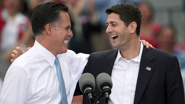 The Republican ticket at this morning's announcement in Norfolk, Va.: Former Massachusetts Gov. Mitt Romney, left, and Republican Rep. Paul Ryan of Wisconsin.