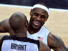 LeBron James of the United States celebrates winning the Men's Basketball gold medal game between the United States and Spain with teammate Kobe Bryant. LeBron James of the United States celebrates winning the Men's Basketball gold medal game between the United States and Spain with teammate Kobe Bryant.