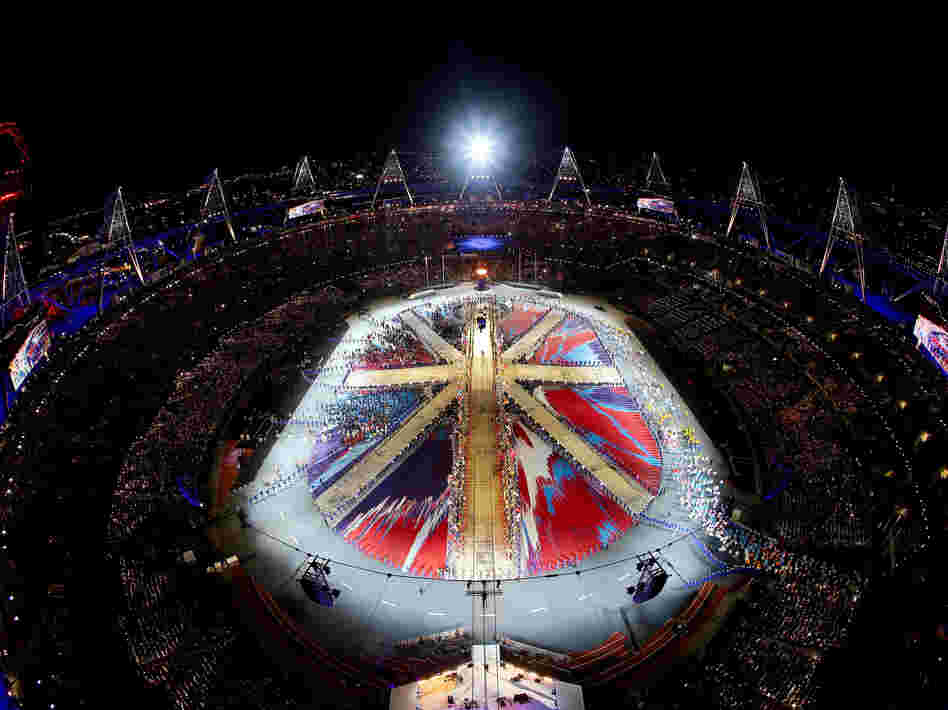 The athletes of the competing nations enter the stadium during the Closing Ceremony on of the London 2012 Olympic Games.