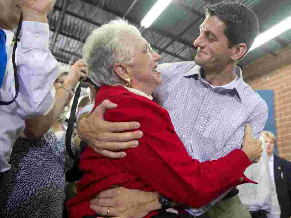 U.S. Republican vice presidential hopeful Paul Ryan greets supporters during a campaign rally in High Point, N.C., on Sunday.