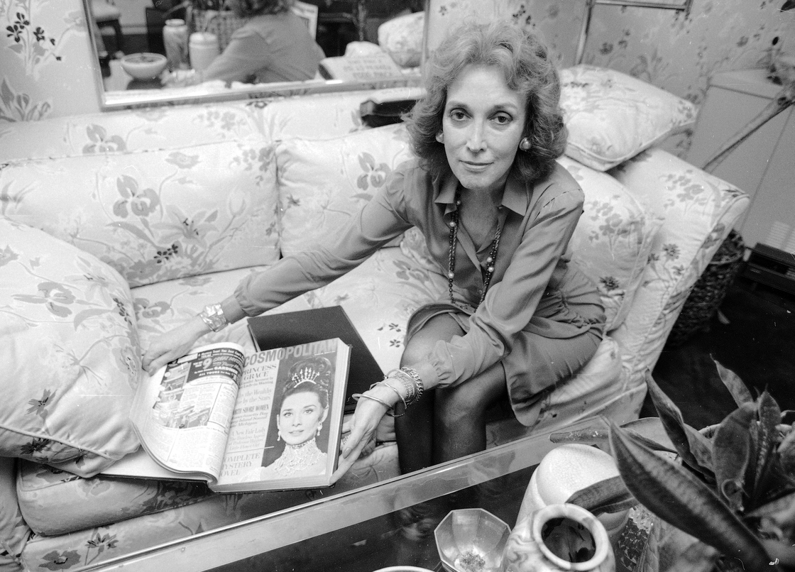 Helen Gurley Brown, editor of Cosmopolitan magazine, poses in her office in New York September 1985.