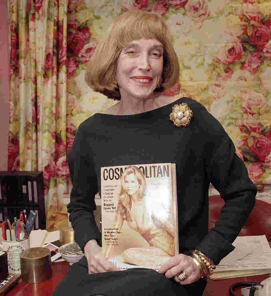 Brown holds the last copy of Cosmo she edited, in January 1997.