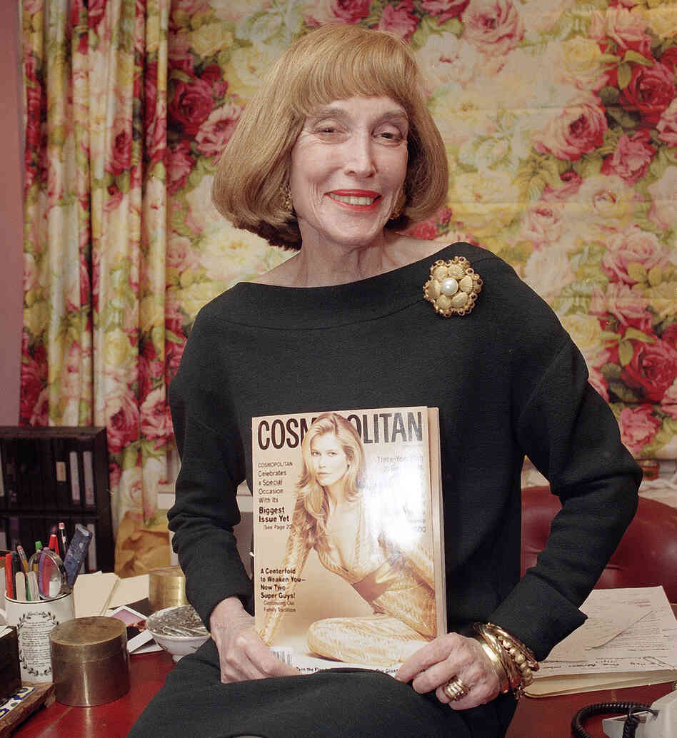 Brown holds the last copy of Cosmo she edited, in January 1997.