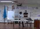 Just dropping in. A frame grab from video of what happened when a cat fell from the ceiling in a Costa Rican classroom. It appeared to be just fine afterward.