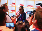Gabby Douglas sits in the Olympic Media Lounge at Westfield Stratford City in London. During the Olympics, Douglas' Facebook fanbase grew by nearly 4,000 percent. Gabby Douglas sits in the Olympic Media Lounge at Westfield Stratford City in London. During the Olympics, Douglas' Facebook fanbase grew by nearly 4,000 percent.