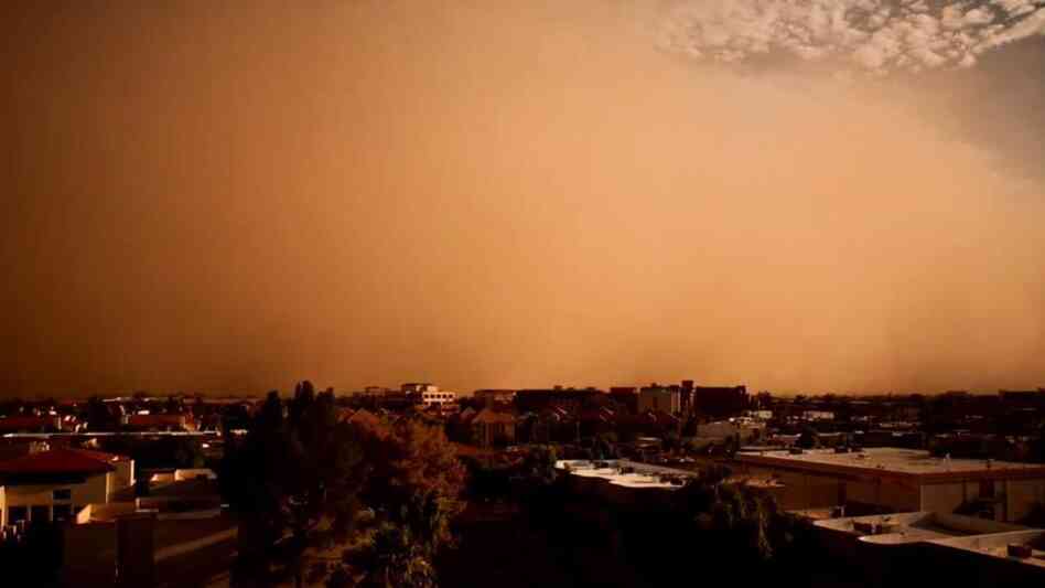That's a wall of dirt and dust rolling over Phoenix on Saturday. (Screen grab from video posted on YouTube.)