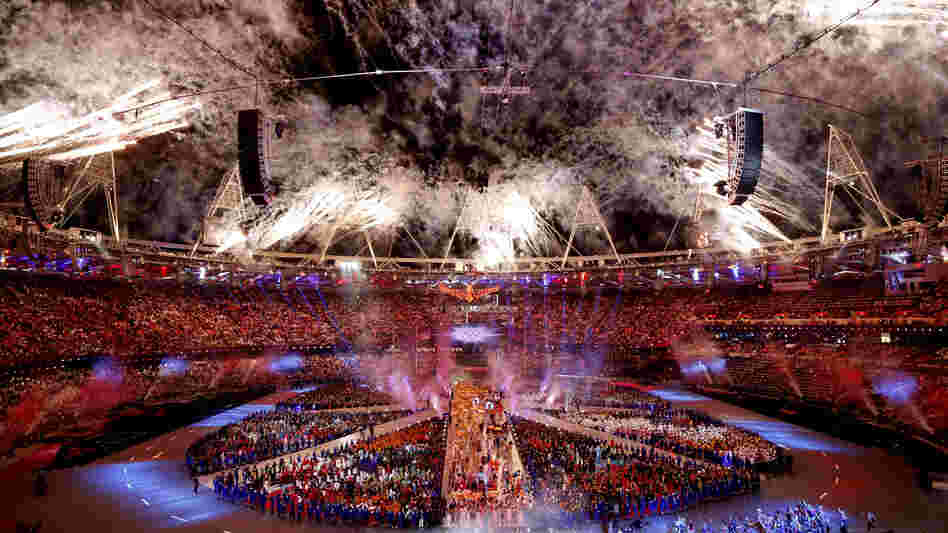 Fireworks explode at London's Olympic Stadium during the closing ceremony of the Summer Olympics. The gala has gotten good reviews — with the exception of those troubled by NBC's presentation. Fireworks explode at London's Olympic Stadium during the closing ceremony of the Summer Olympics. The gala has gotten good reviews — with the exception of those troubled by NBC's presentation.