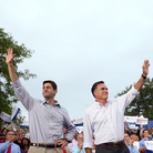 Republican presidential candidate Mitt Romney (right) and running mate Rep. Paul Ryan of Wisconsin greet supporters during a homecoming campaign rally Sunday in Waukesha, Wis. Republican presidential candidate Mitt Romney (right) and running mate Rep. Paul Ryan of Wisconsin greet supporters during a homecoming campaign rally Sunday in Waukesha, Wis.