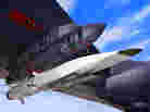 An artist's rendition of an X-51A WaveRider (in white) attached to the wing of a B-52. An artist's rendition of an X-51A WaveRider (in white) attached to the wing of a B-52.