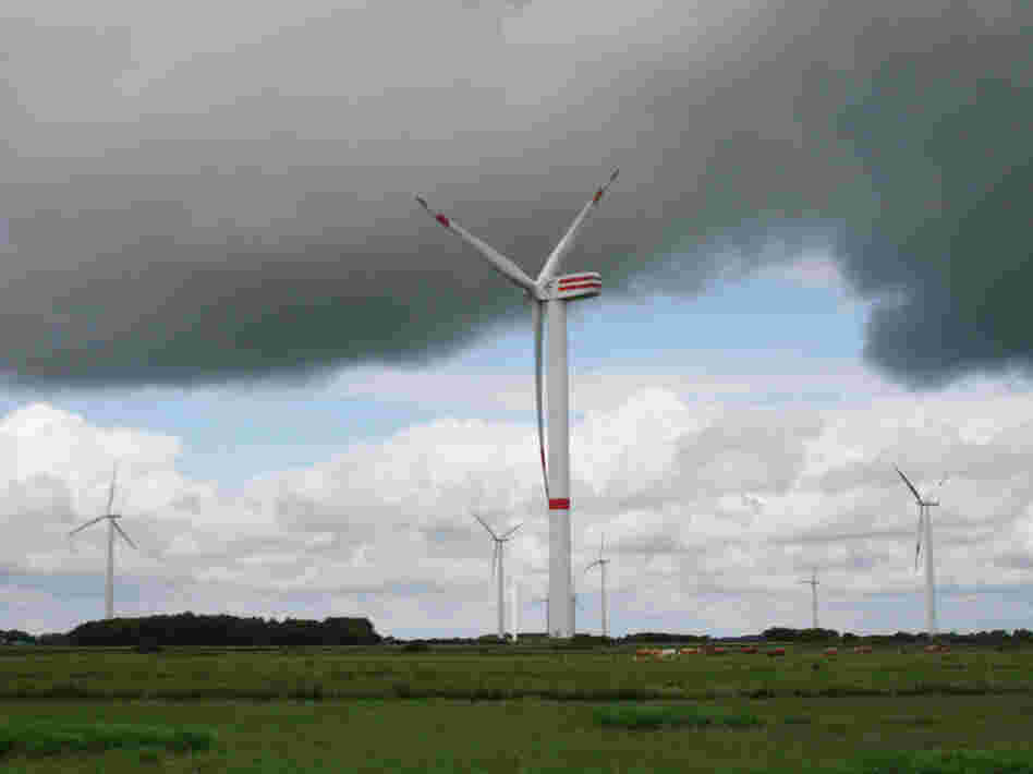 Wind turbines near Ellhoeft, in northern Germany, close to the Danish border. The challenge for Germany's new energy plan is how to transmit power generated in the north to the population centers in the south.
