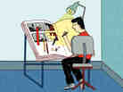 An illustrator works on a graphic novel.