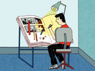 An illustrator works on a graphic novel. An illustrator works on a graphic novel.
