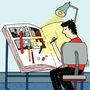 An illustrator works on a graphic novel.