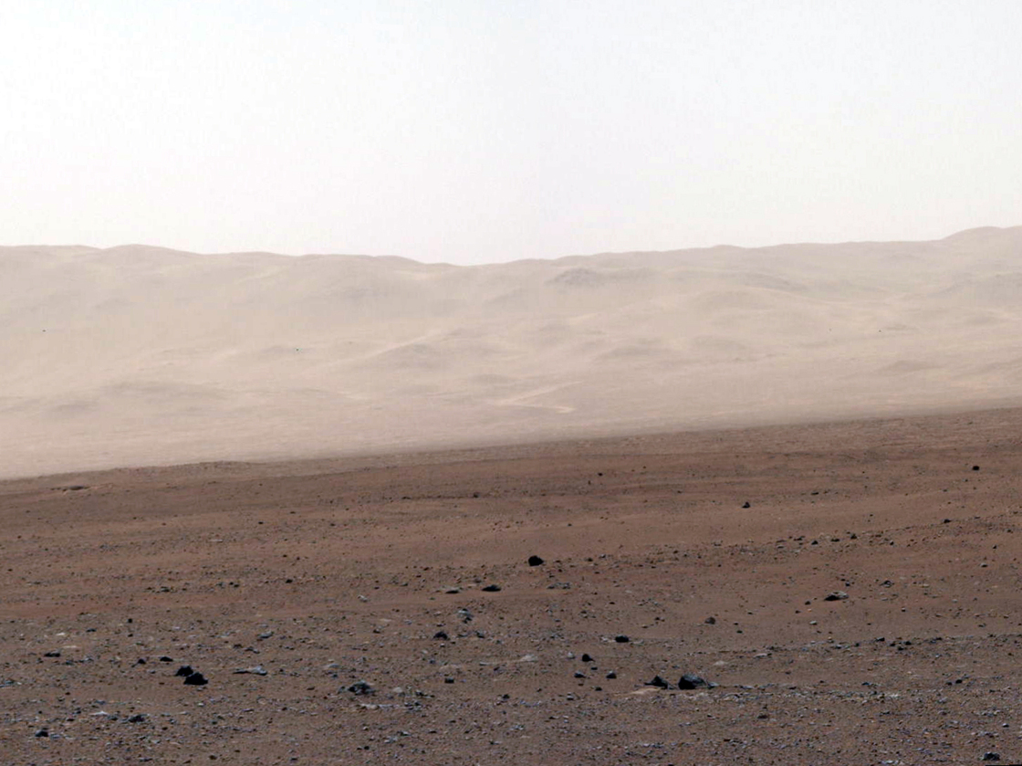 A network of valleys believed to have formed by water erosion enters Mars' Gale Crater from the outside. This image of the crater wall is north of the landing site, or behind the rover Curiosity.