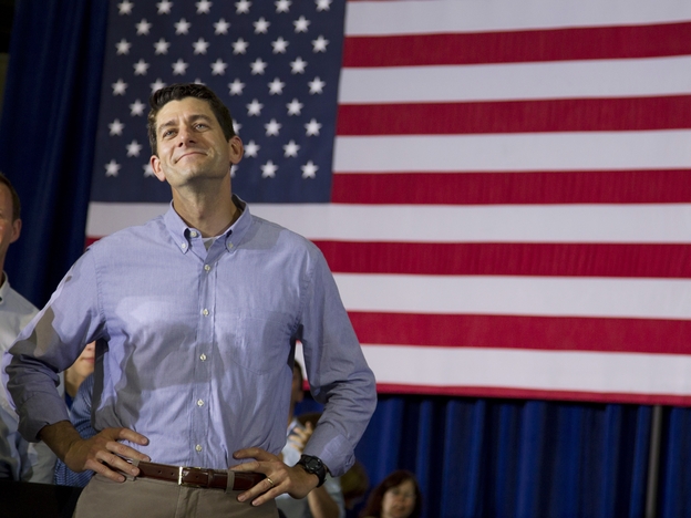 Rep. Paul Ryan, R-Wis., at a campaign event on June 18 in Janesville, Wis. Ryan, Mitt Romney's running mate, has made sure his constituents haven't been left out of federal programs like the stimulus.