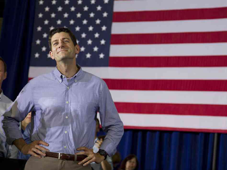 Rep. Paul Ryan, R-Wis., at a campaign event on June 18 in Janesville, Wis. Ryan, Mitt Romney's running mate, has made sure his constituents haven't been left out of federal programs like the stimulus.