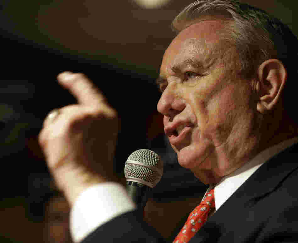 Former Wisconsin Gov. Tommy Thompson at his primary election night party Tuesday in Waukesha, Wis.