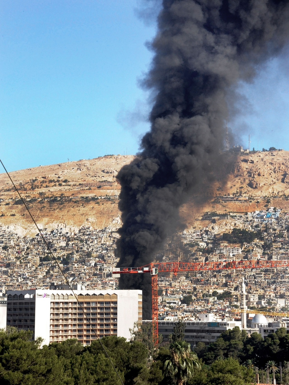 Smoke billows from a car bomb in Damascus, Syria.