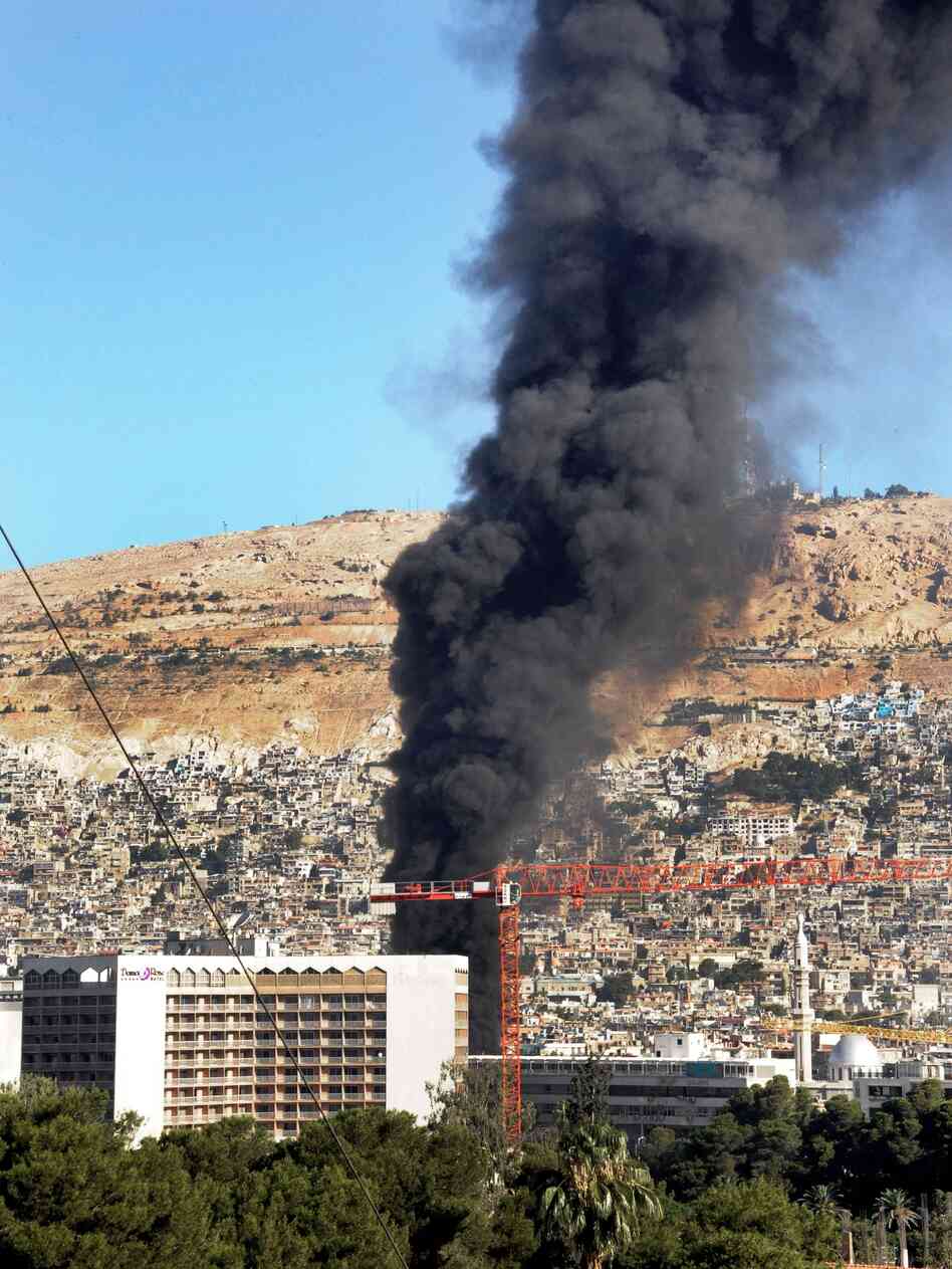 Smoke billows from a car bomb in Damascus, Syria.