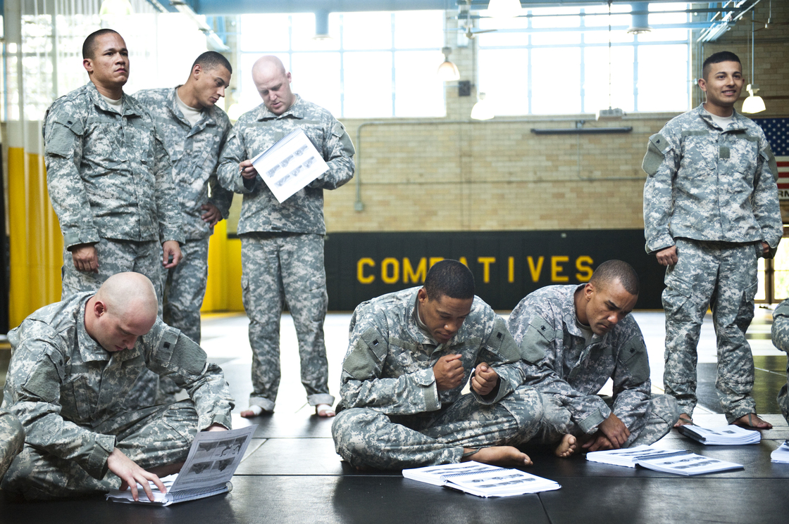A training session for instructors who teach hand-to-hand combat, or combatives, at the Fort Benning military base in Georgia.