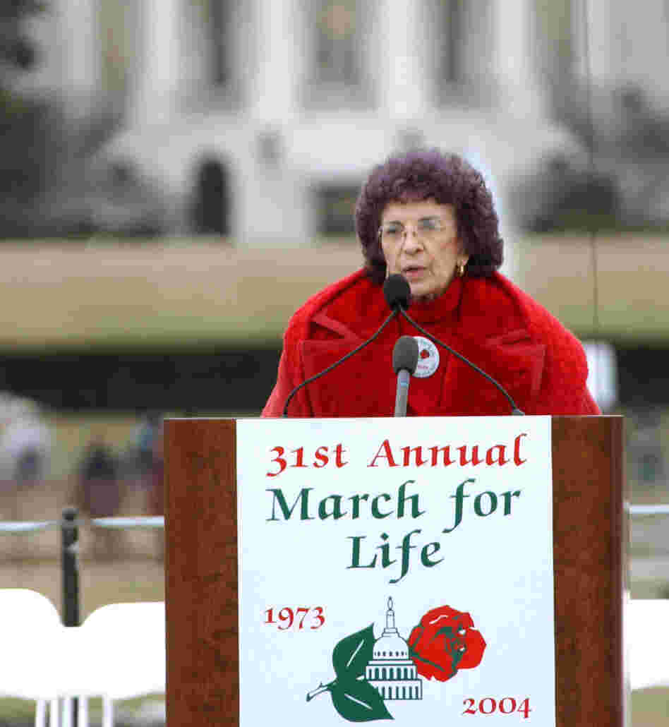 Nellie Gray, president of the  March for Life Fund, at the March for Life rally near the White House in 2004.