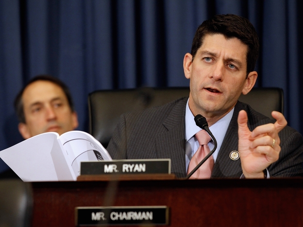 House Budget Committee Chairman Paul Ryan, R-WI, questions Congressional Budget Office Director Douglas Elmendorf during a hearing on Capitol Hill on June 6 in Washington, D.C.