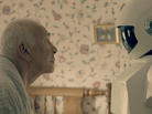 In Robot & Frank, a robot cares for an aging ex-burglar who has dementia. Frank Langella, who plays the burglar, says his character "becomes fond of the robot only because it is a tool for his wicked, wicked ways." In Robot & Frank, a robot cares for an aging ex-burglar who has dementia. Frank Langella, who plays the burglar, says his character "becomes fond of the robot only because it is a tool for his wicked, wicked ways."