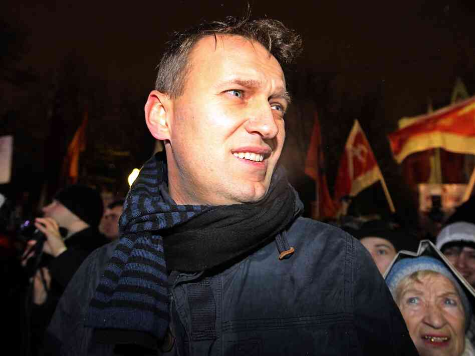 Influential Russian blogger Alexei Navalny takes part in an opposition rally in central Moscow on December 5, 2011.
