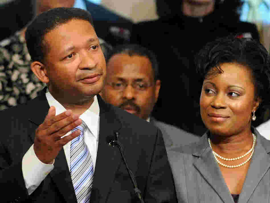 Artur Davis, with his wife, Tara, concedes the Democratic gubernatorial race in Birmingham, Ala., in 2010. Since losing that race, he has become a Republican and moved to Virginia.