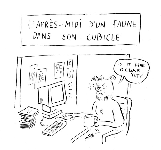 ["Prelude To The Afternoon Of A Faun In His Cubicle"] Claude Debussy, composer of Prelude To the Afternoon of a Faun, was born 150 years ago, Wednesday, Aug. 22. (Cartoon by Pablo Helguera)