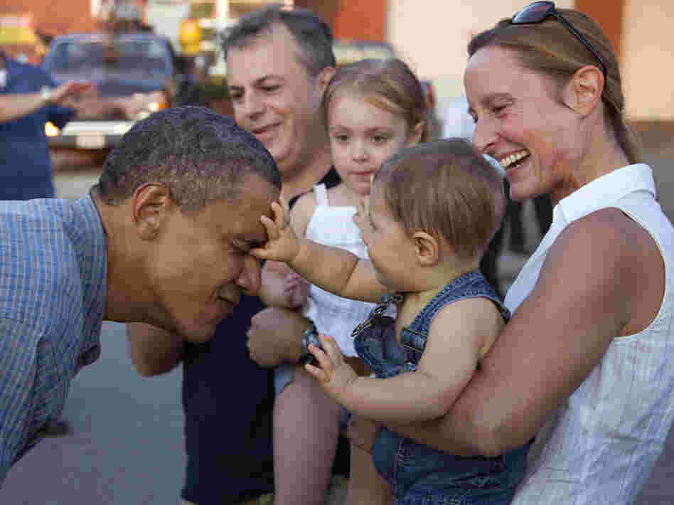 President Obama gets a face inspection at the Iowa State Fair last week in Des Moines.