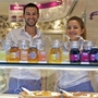 Dimitris Plassas and Georgia Ladopoulou work the yogurt bar at Fresko, which specializes in several varieties of Greek-style yogurt. Dimitris Plassas and Georgia Ladopoulou work the yogurt bar at Fresko, which specializes in several varieties of Greek-style yogurt.