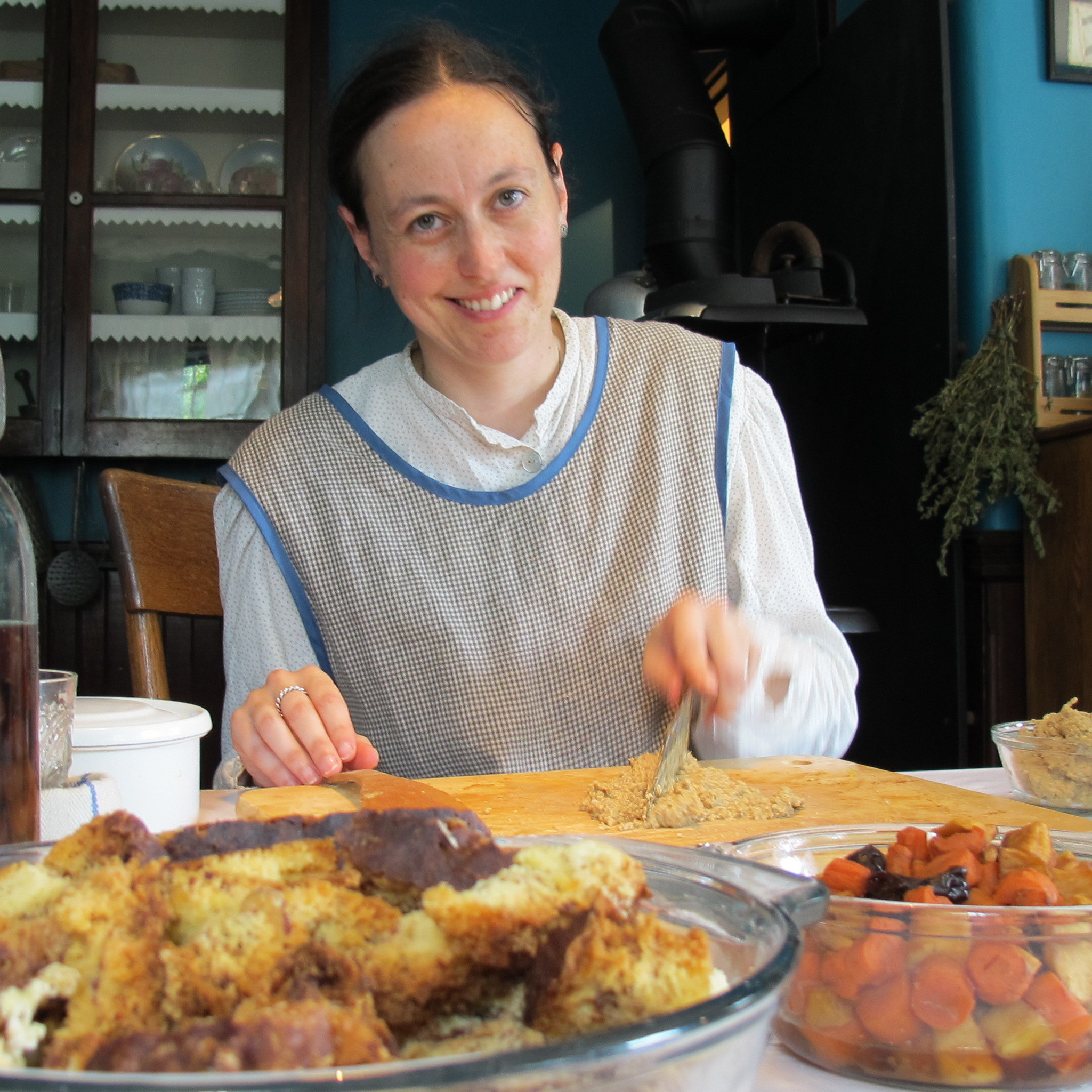 Re-enactor Alena Shellenbean plays Mrs. Shapiro, a Jewish-Ukranian immigrant from the early 1900's and one of the historic characters populating Strawbery Banke.