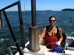 Genevieve Kurilec pilots her boat, Hello Darling, near the coastal waters of Maine. Kurilec, 29, has worked on or around boats since graduating high school.